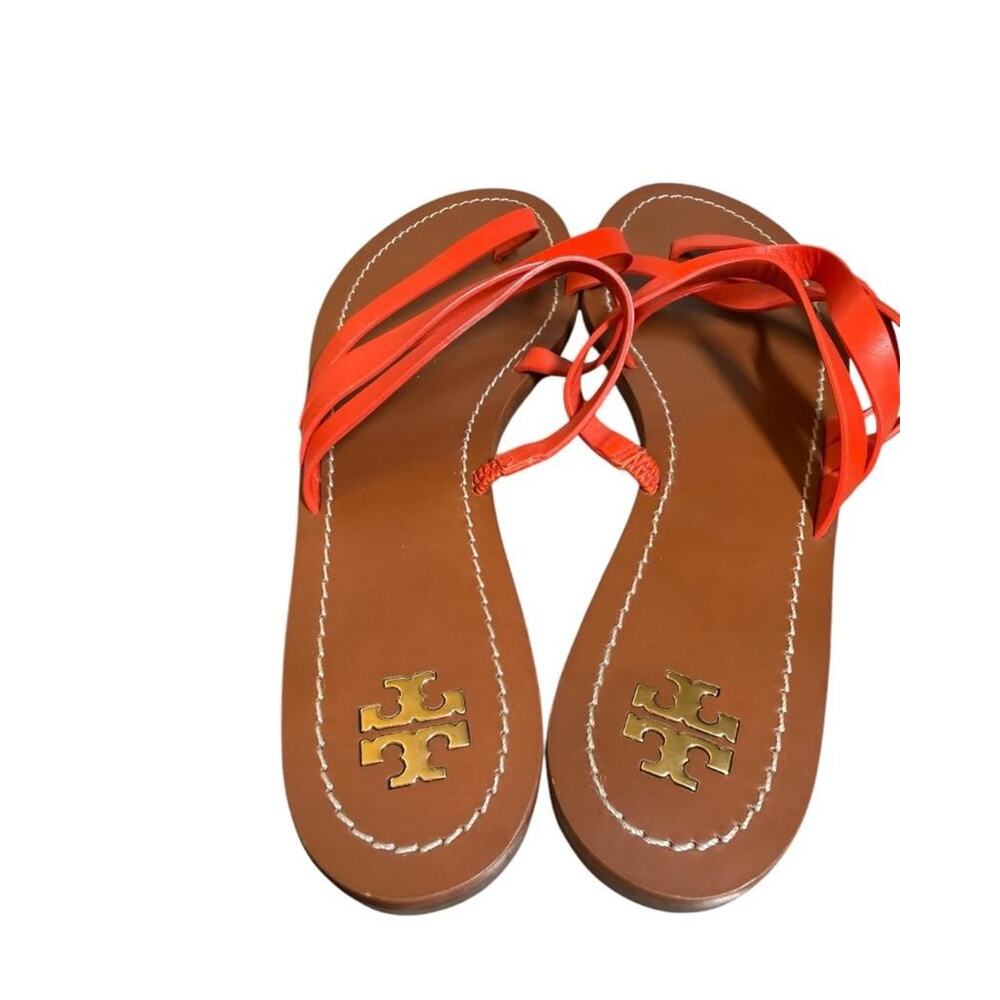 Tory Burch Patos Flat Red Leather Slide Sandal Women size 10 - Picture 4 of 5